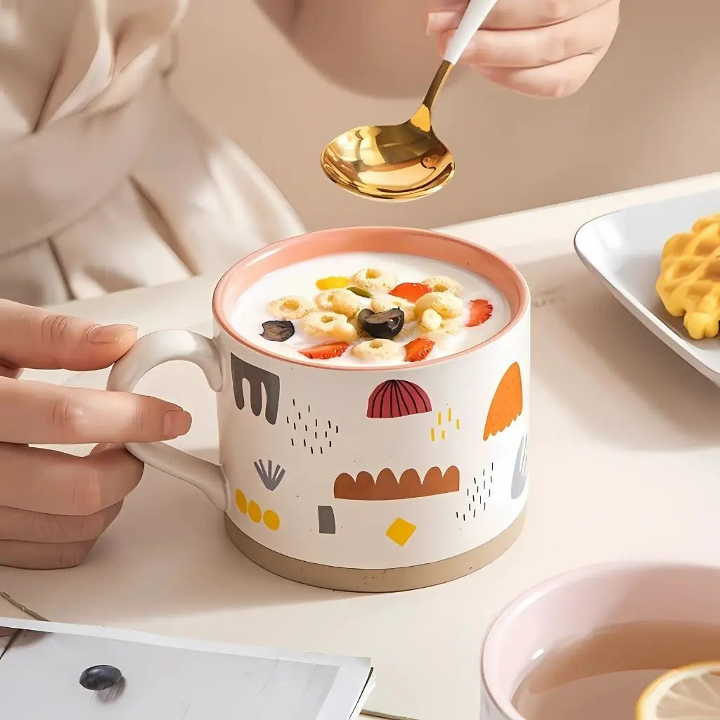 Floral Elegance Stoneware Coffee Mug