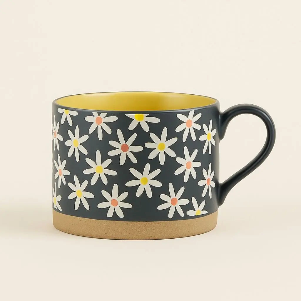 Floral Elegance Stoneware Coffee Mug