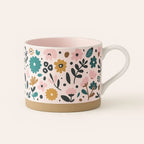 Floral Elegance Stoneware Coffee Mug