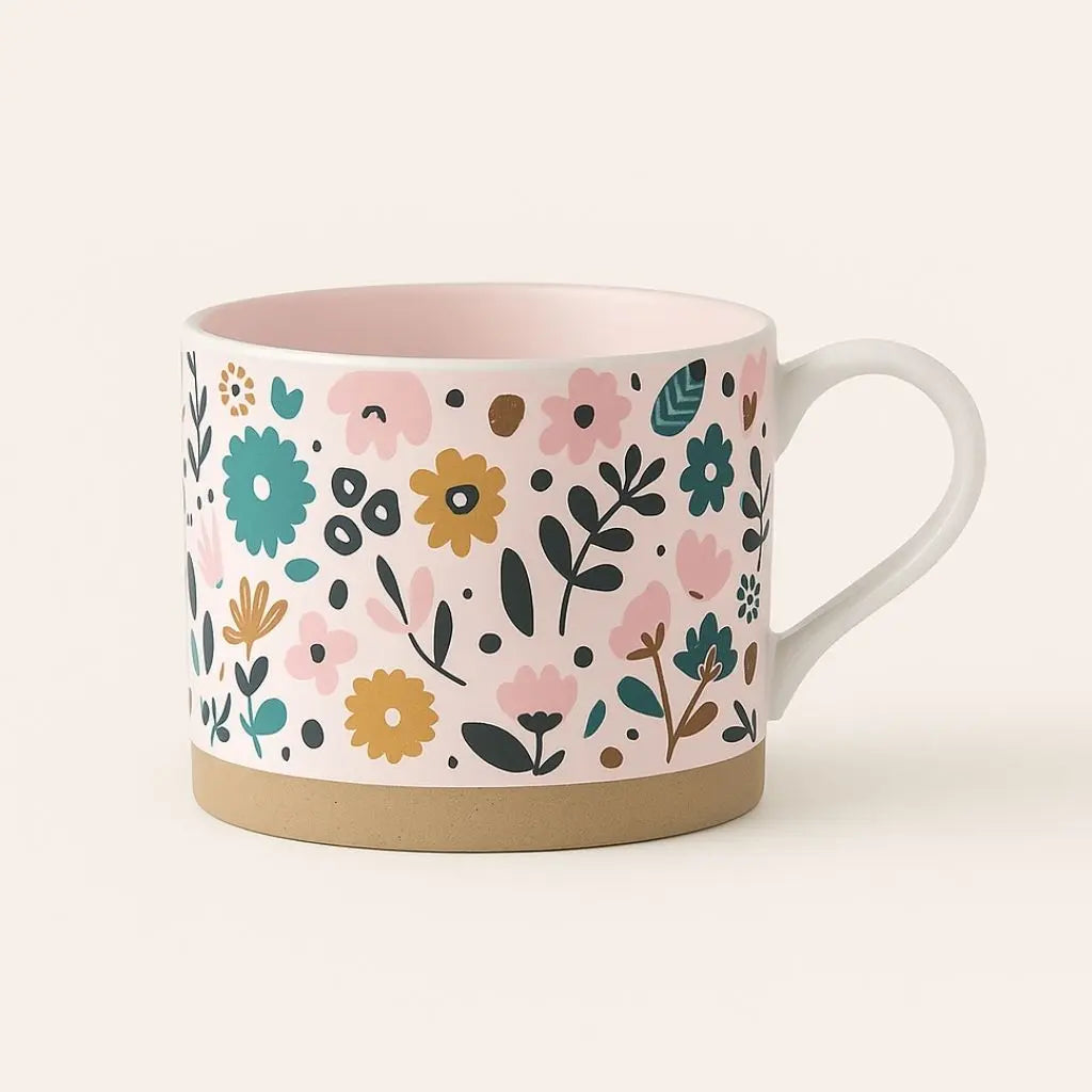 Floral Elegance Stoneware Coffee Mug