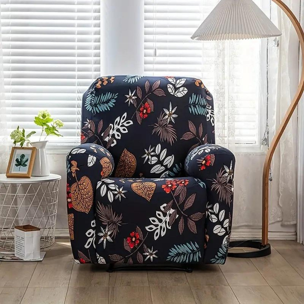 Stretchy Fabric Recliner Cover with Side Pockets - Durable Design
