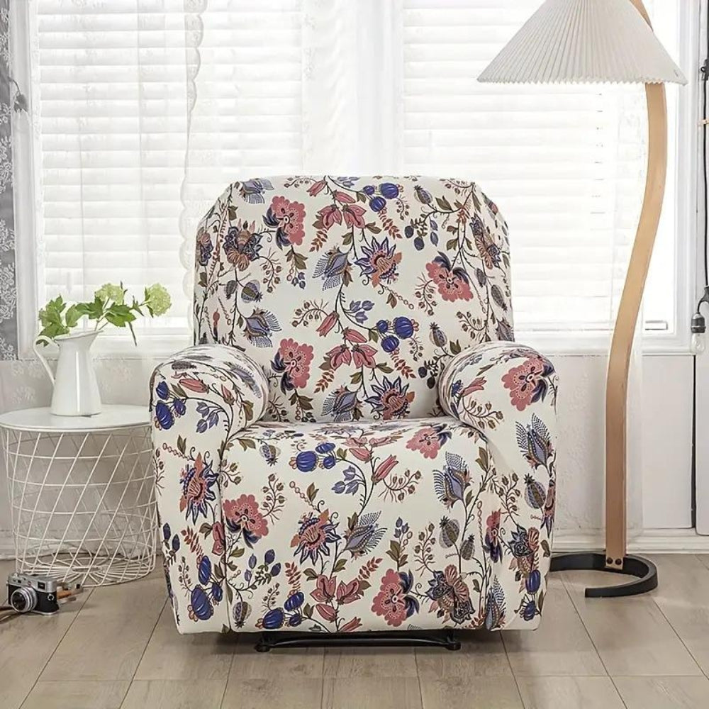 Stretchy Fabric Recliner Cover with Side Pockets - Durable Design