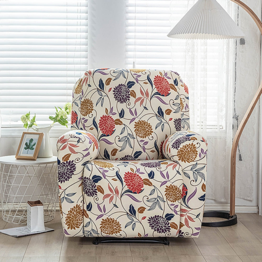 Stretchy Fabric Recliner Cover with Side Pockets - Durable Design
