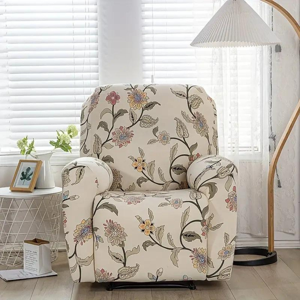 Stretchy Fabric Recliner Cover with Side Pockets - Durable Design