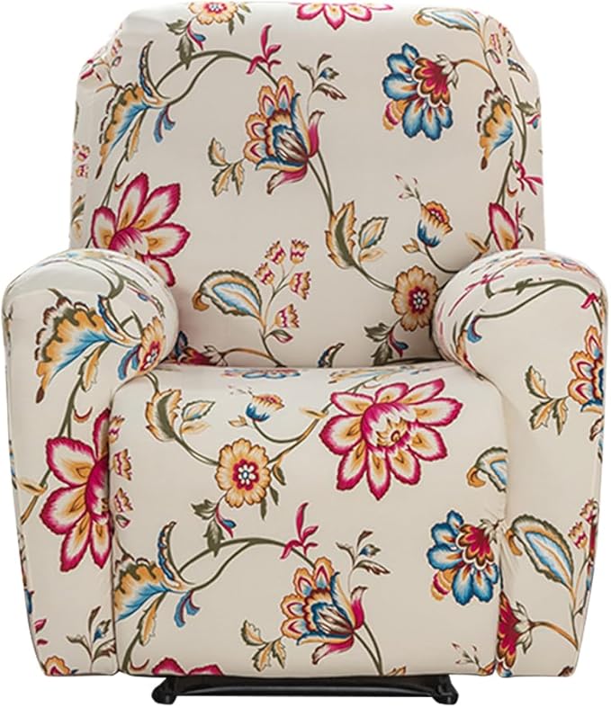 Stretchy Fabric Recliner Cover with Side Pockets - Durable Design