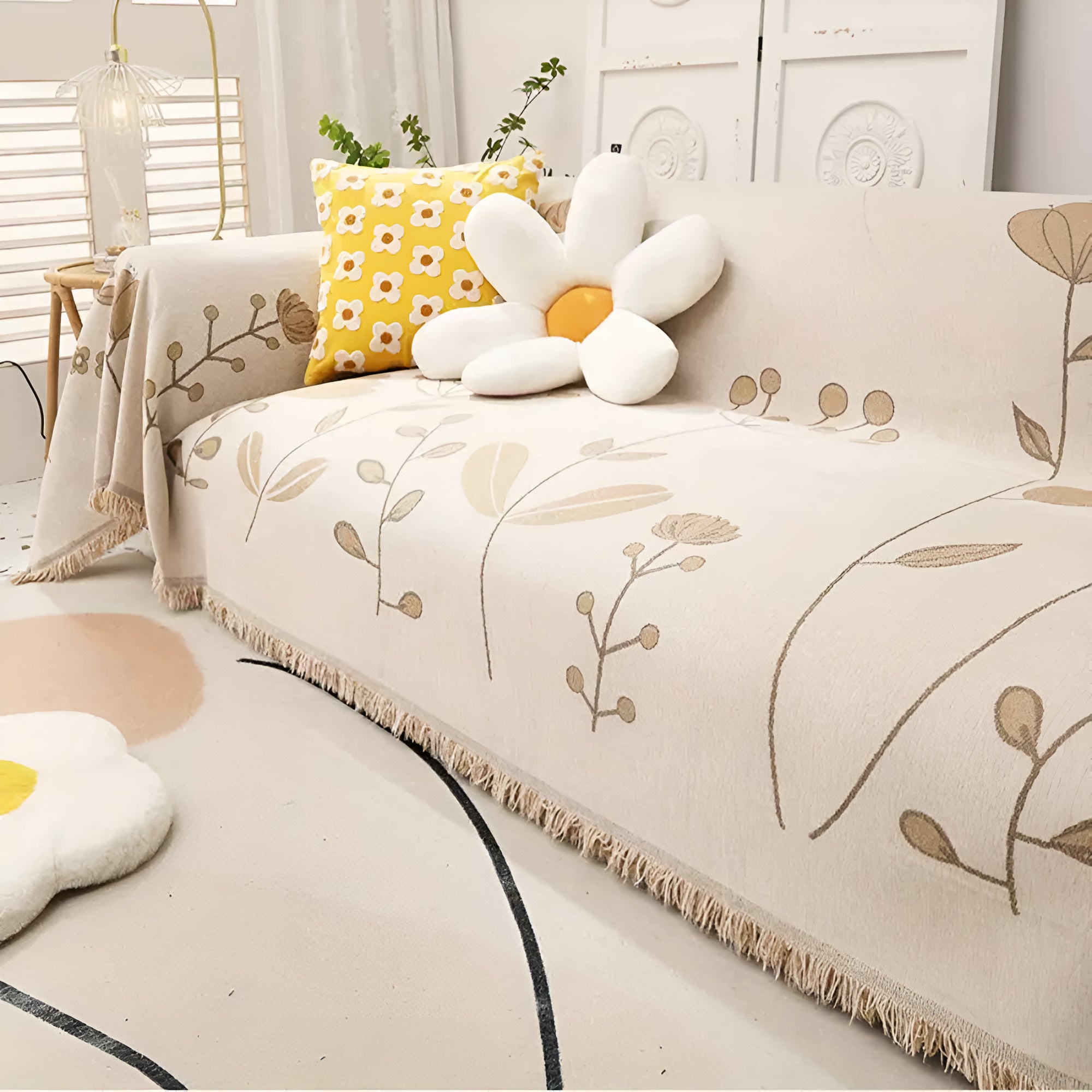 Reversible Microfiber Sofa Cover – Botanical Garden Design