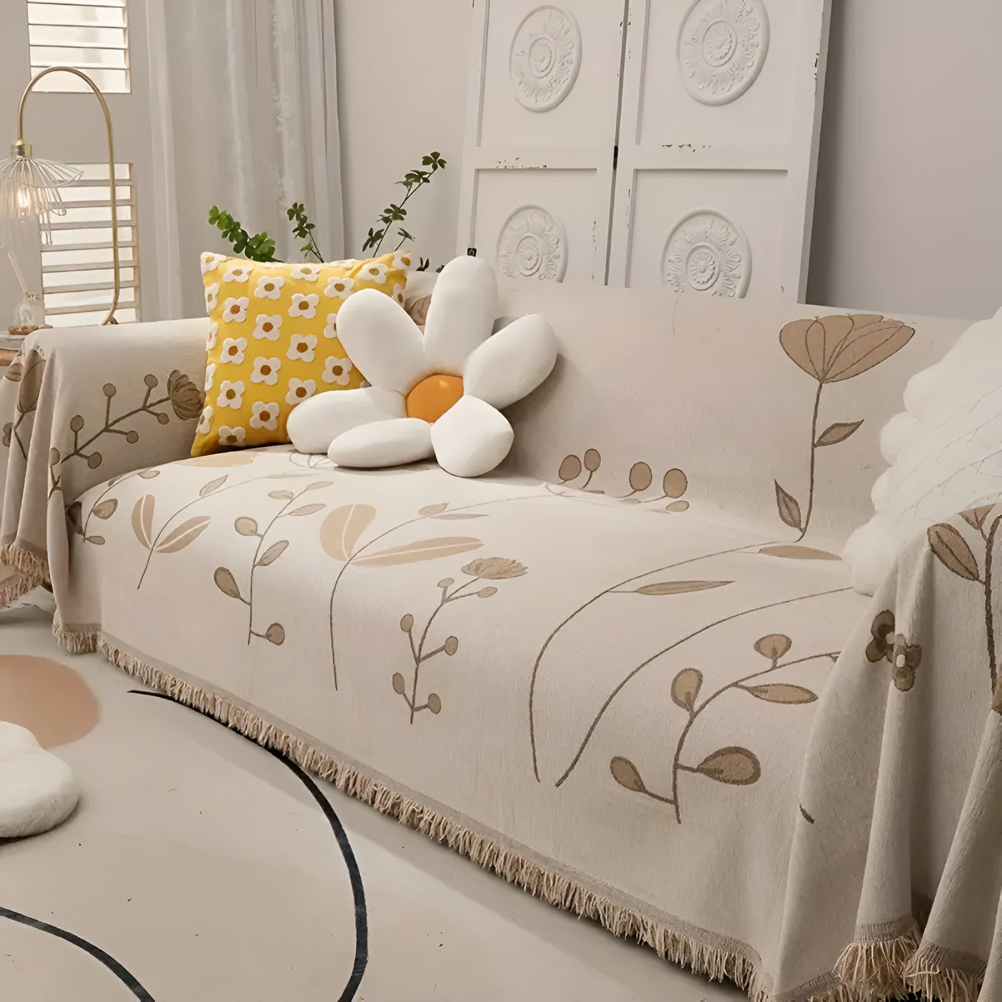 Reversible Microfiber Sofa Cover – Botanical Garden Design