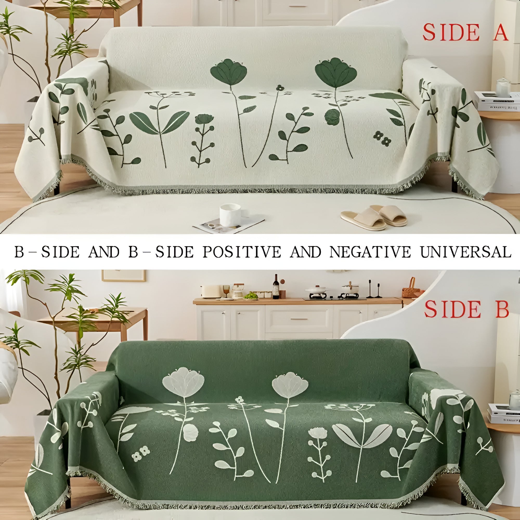 Reversible Microfiber Sofa Cover – Botanical Garden Design