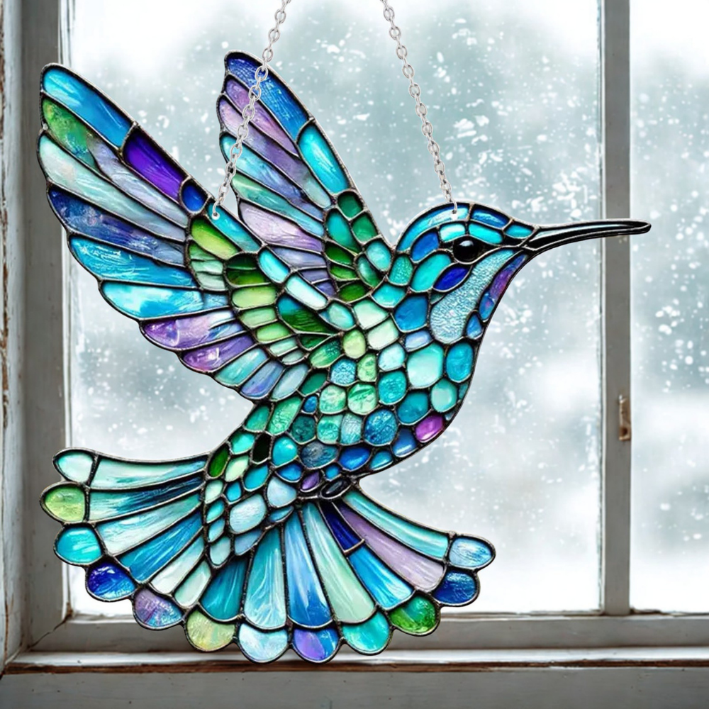 Acrylic Hanging Decor - Stained Glass Bluebird Window Suncatcher
