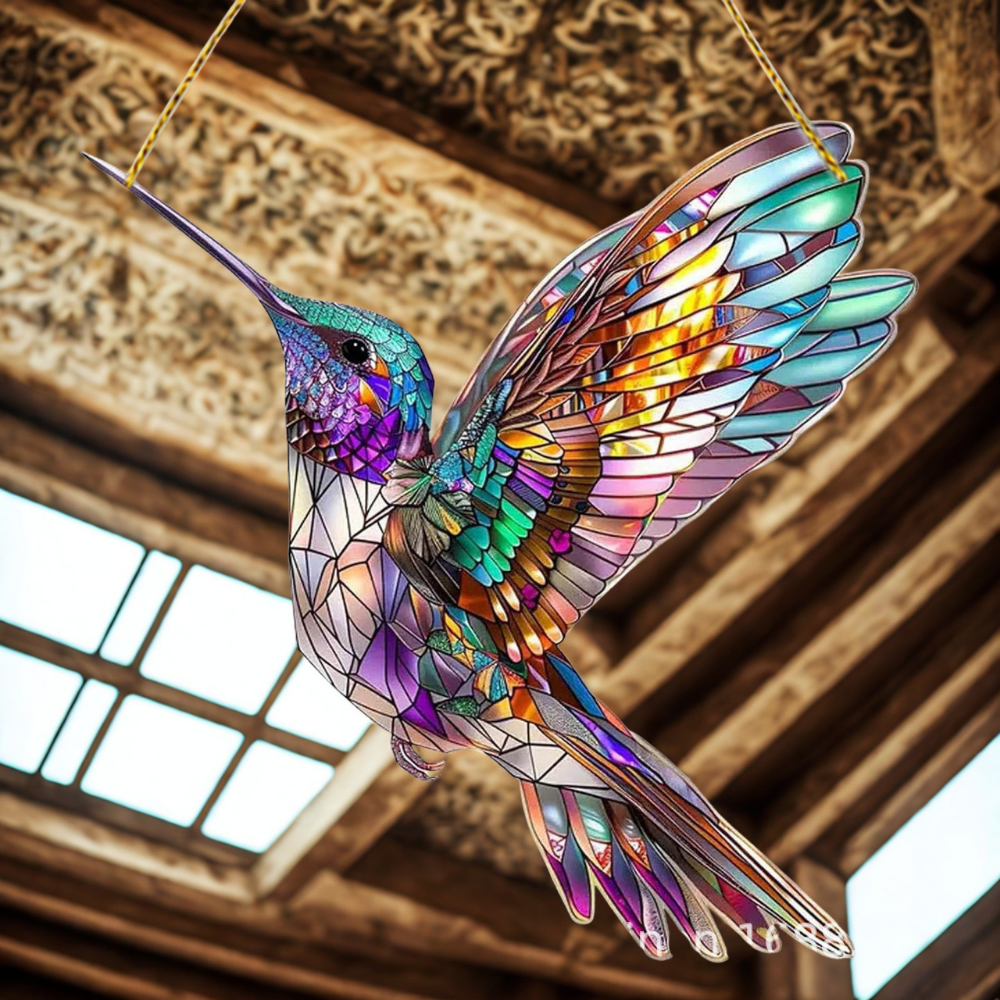 Acrylic Hanging Decor - Stained Glass Bluebird Window Suncatcher