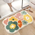 Floral Design Bath Mat with Non-Slip Backing