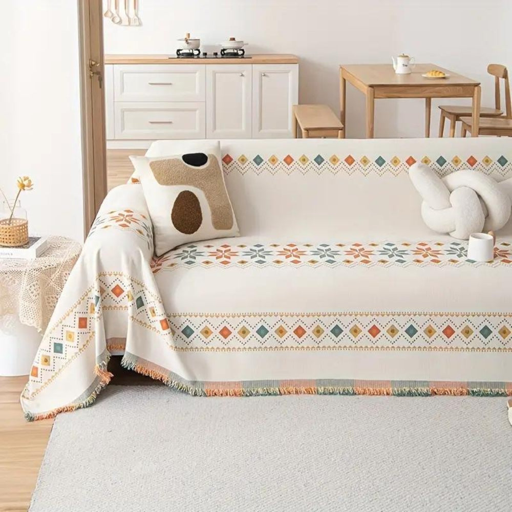 Non-Slip Bohemian Style Sofa Cover – Durable Microfiber Blend