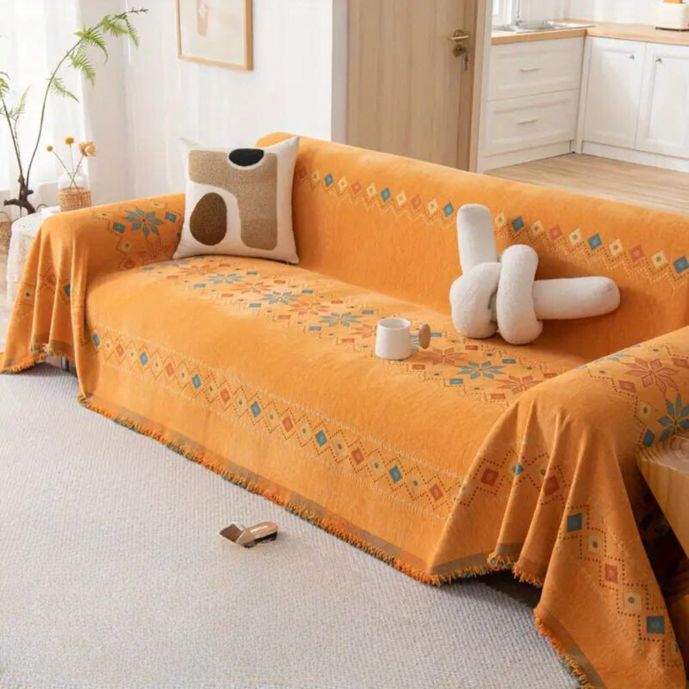 Non-Slip Bohemian Style Sofa Cover – Durable Microfiber Blend