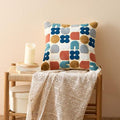 Decorative Cushion in Earth Tones – Soft Throw Pillow with Abstract Stitching