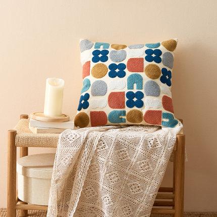 Decorative Cushion in Earth Tones – Soft Throw Pillow with Abstract Stitching