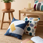 Decorative Cushion in Earth Tones – Soft Throw Pillow with Abstract Stitching