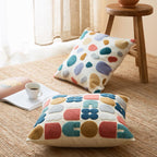 Decorative Cushion in Earth Tones – Soft Throw Pillow with Abstract Stitching