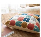 Decorative Cushion in Earth Tones – Soft Throw Pillow with Abstract Stitching