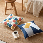 Decorative Cushion in Earth Tones – Soft Throw Pillow with Abstract Stitching