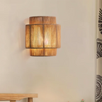 Natural Aesthetic Lighting - Hemp Rope and Rattan Wall Lamp in Boho Style