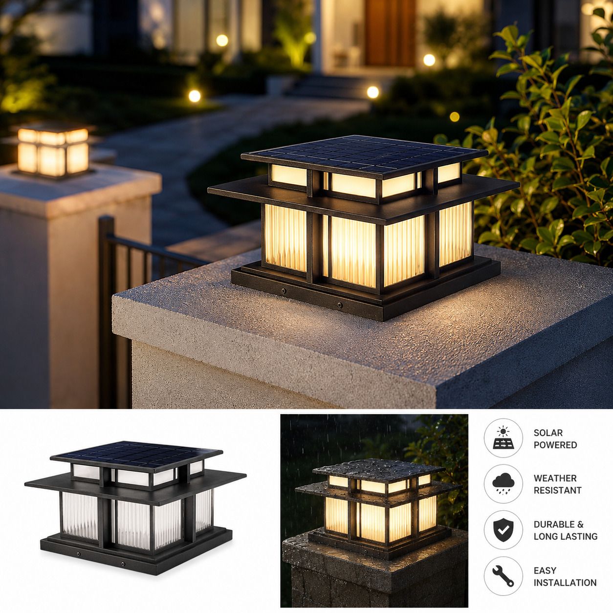 Elegant Outdoor Pillar Light - Sturdy Design for Garden & Pathways