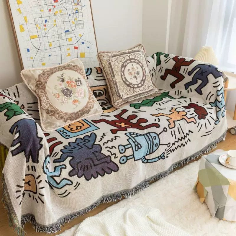 Vibrant Retro-Inspired Knit Blanket