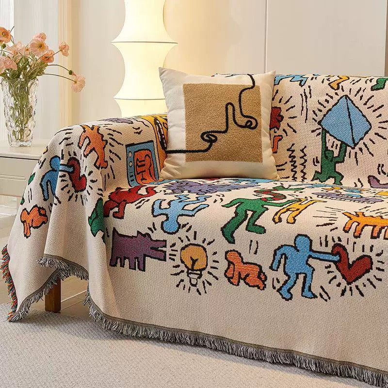 Vibrant Retro-Inspired Knit Blanket