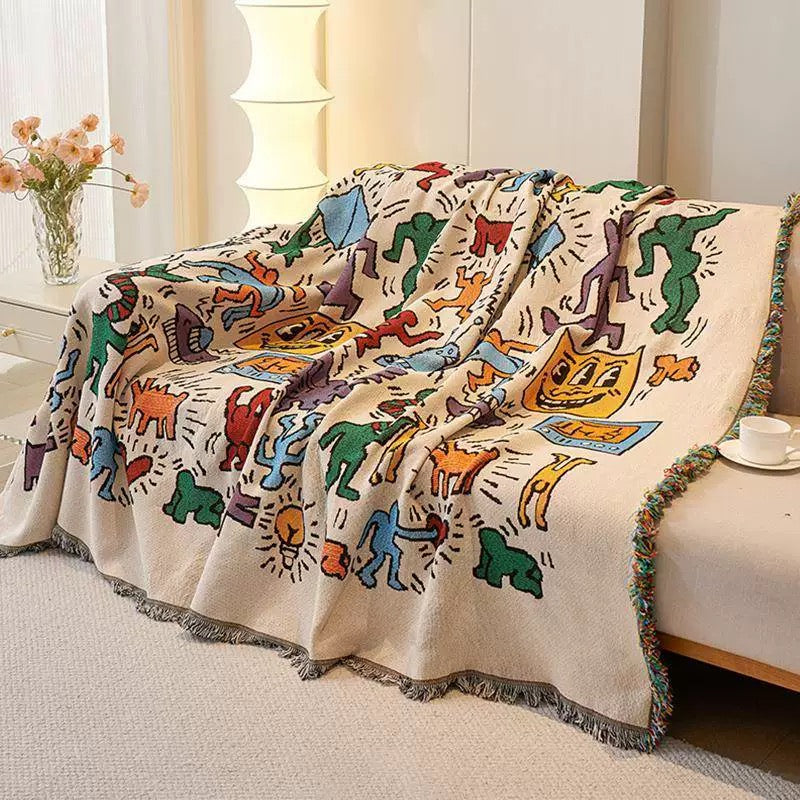 Vibrant Retro-Inspired Knit Blanket