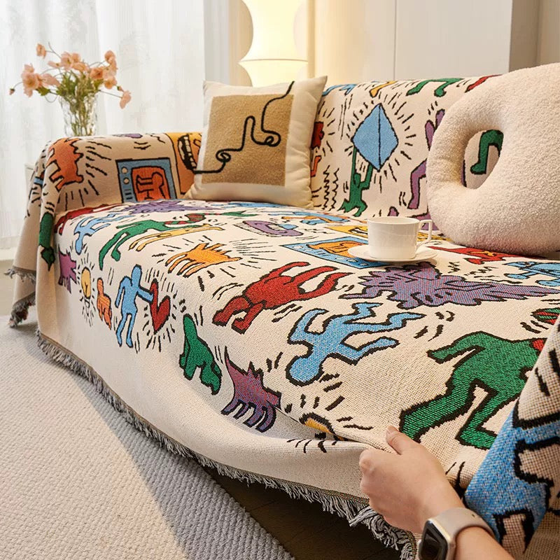 Vibrant Retro-Inspired Knit Blanket