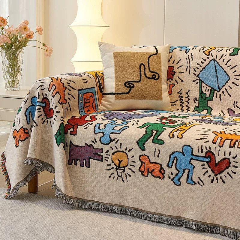 Vibrant Retro-Inspired Knit Blanket