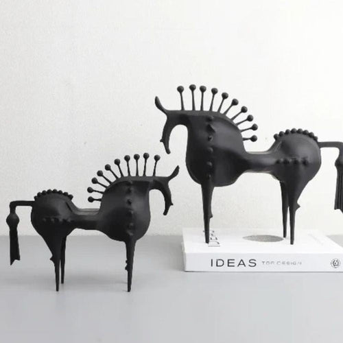 Abstract Metal Stallion Figurine - Durable Art Sculpture