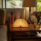 Warm Ambient Light LED Table Lamp – Folding Book Design