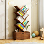 Multi-Tier Storage Bookshelf – Eco-Friendly Solid Wood for Home Office