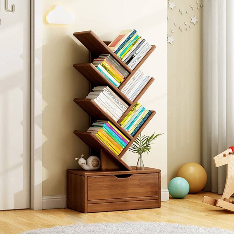 Multi-Tier Storage Bookshelf – Eco-Friendly Solid Wood for Home Office