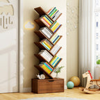 Multi-Tier Storage Bookshelf – Eco-Friendly Solid Wood for Home Office