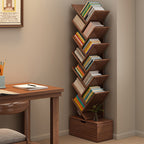 Multi-Tier Storage Bookshelf – Eco-Friendly Solid Wood for Home Office