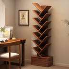 Multi-Tier Storage Bookshelf – Eco-Friendly Solid Wood for Home Office