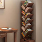 Multi-Tier Storage Bookshelf – Eco-Friendly Solid Wood for Home Office
