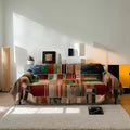 Soft Microfiber Sofa Slipcover with Rustic Geometric Pattern