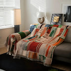 Soft Microfiber Sofa Slipcover with Rustic Geometric Pattern