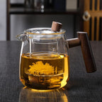 Elegant Heat-Resistant Glass Teapot with Wooden Handle
