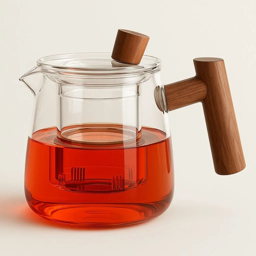 Elegant Heat-Resistant Glass Teapot with Wooden Handle