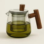 Elegant Heat-Resistant Glass Teapot with Wooden Handle