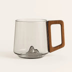 Artistic Design Tea Mug in Borosilicate Glass with Wooden Handle
