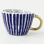 Chic Ceramic Coffee Mug with Gold Handle and Geometric Pattern