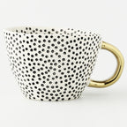 Chic Ceramic Coffee Mug with Gold Handle and Geometric Pattern