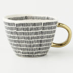 Chic Ceramic Coffee Mug with Gold Handle and Geometric Pattern