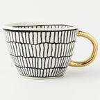 Chic Ceramic Coffee Mug with Gold Handle and Geometric Pattern