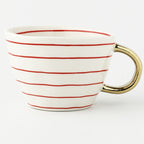 Chic Ceramic Coffee Mug with Gold Handle and Geometric Pattern