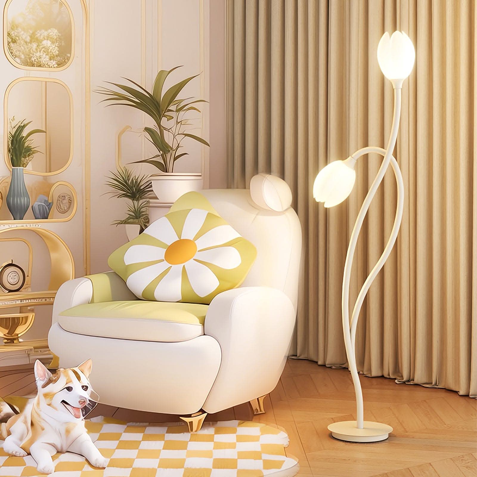 Contemporary Floral Floor Lamp for Living Room Lighting